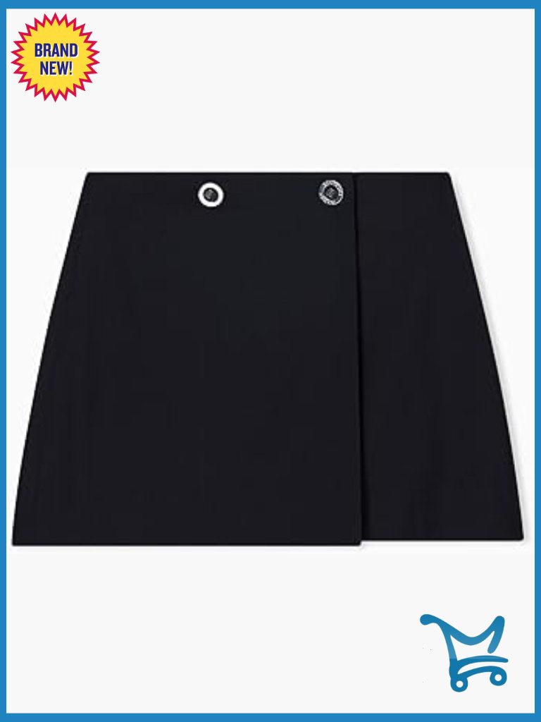 Wool Blend Double Button Mini Skirt - Mid Rise